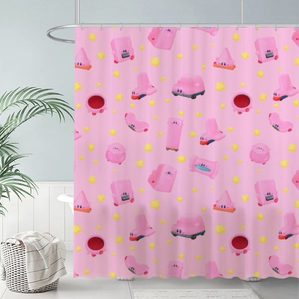 ZapMerch Pink Puffball Shower Curtain, Dream Land Hero Bathroom Decor, Waterproof Fabric Durable Easy Care Washable, 72"X72"(Hooks Not Included)