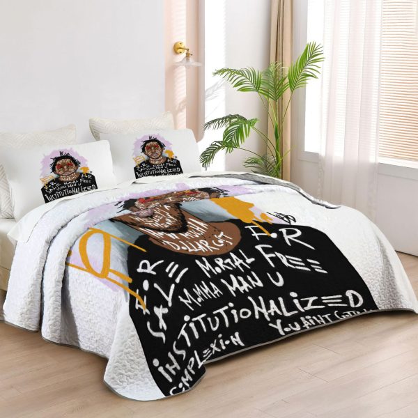 ZapMerch Lyricist King Quilt Bedspreads Hip-Hop Artist Bed Set Bedding Coverlet Fabric Washable SC00436-007