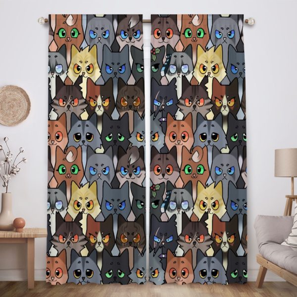 ZapMerch Feline Heroes Window Curtains Forest Warriors Drapes Bedroom Home Room Decor Durable Fabric Machine Washable 82" X 84" SC00447-013