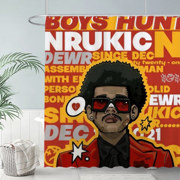ZapMerch Music Artist Shower Curtain, R&B And Pop Bathroom Decor, Waterproof Fabric Durable Easy Care Washable, 72"X72"(Hooks Not Included) SC00449-002