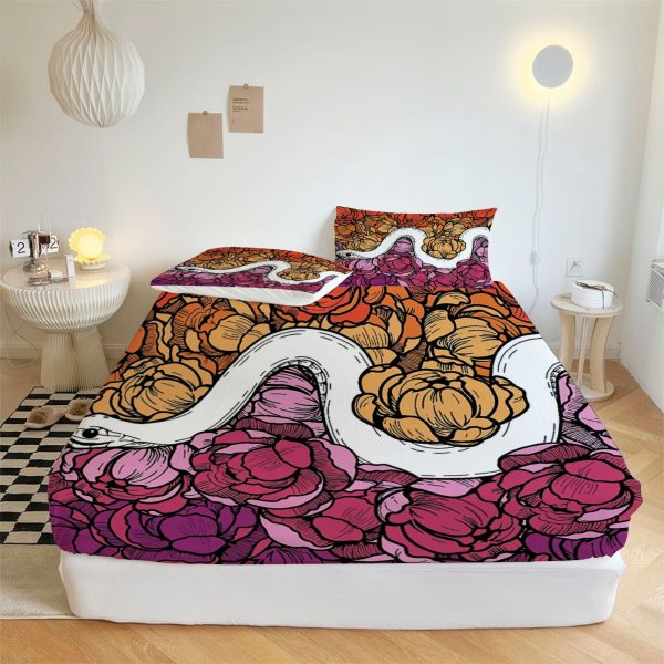 ZapMerch Lesbian Fitted Sheet Lesbian Bed Sheets Bedding Set Deep Pockets Up To 16" Bedroom Decor SC00453-006