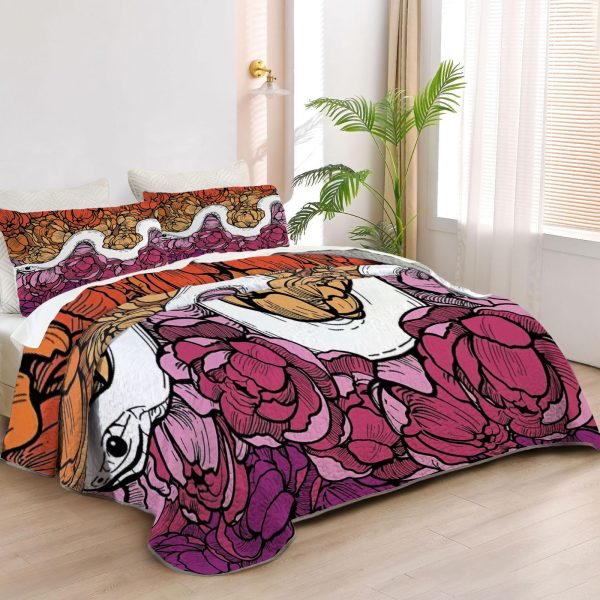 ZapMerch Lesbian Quilt Bedspreads Lesbian Bed Set Bedding Coverlet Fabric Washable SC00453-007