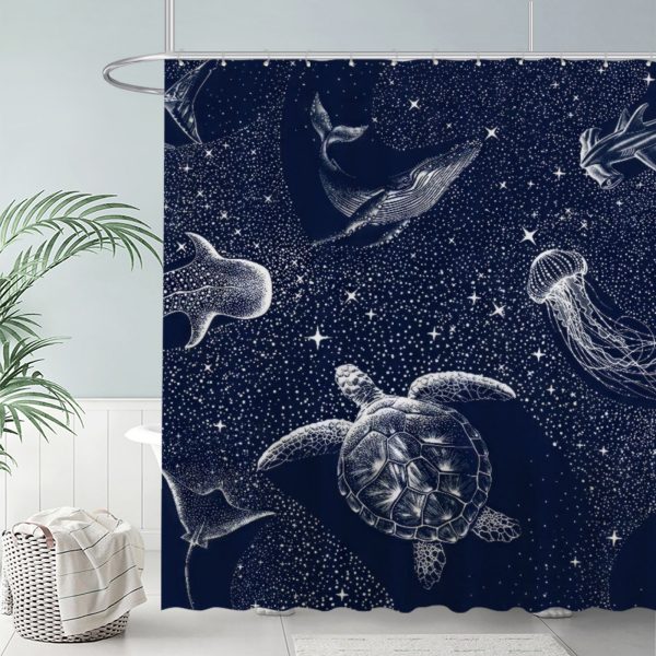 ZapMerch Shark Shower Curtain, Shark Bathroom Decor, Waterproof Fabric Durable Easy Care Washable, 72"X72"(Hooks Not Included)