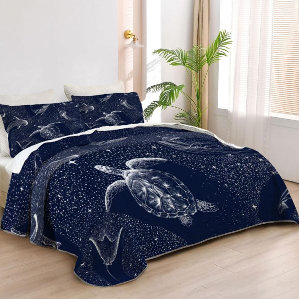 ZapMerch Shark Quilt Bedspreads Shark Bed Set Bedding Coverlet Fabric Washable SC00458-007