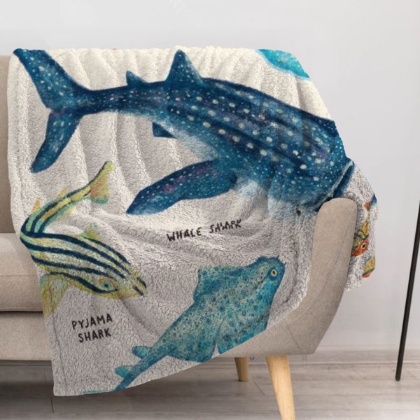 ZapMerch Shark Blanket Shark Throw Blankets Couch Bed Living Room Decor Soft Durable Washable 57" X 50" SC00459-004