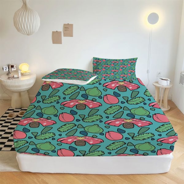 ZapMerch Monster Friends Fitted Sheet Anime Bed Sheets Bedding Set Deep Pockets Up To 16" Bedroom Decor SC00461-006