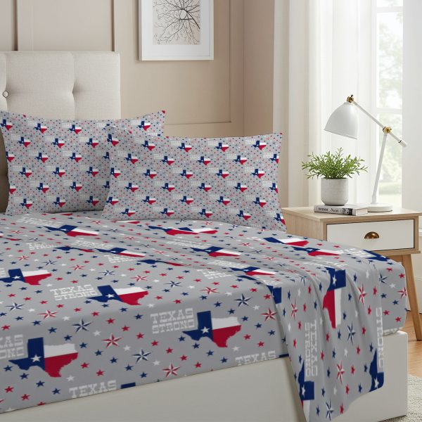 ZapMerch Twin Size Houston Gridiron Warriors Fitted Sheet American Football Bed Flat Sheets Bedding Set Deep Pockets Up To 16" Bedroom Decor With 1 Pillow Sham SC00464-009