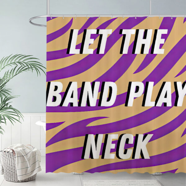 ZapMerch Bold White Letters Shower Curtain Purple Yellow Stripes Bathroom Decor Waterproof Fabric Durable Easy Care Washable 72"X72"(Hooks Not Included)