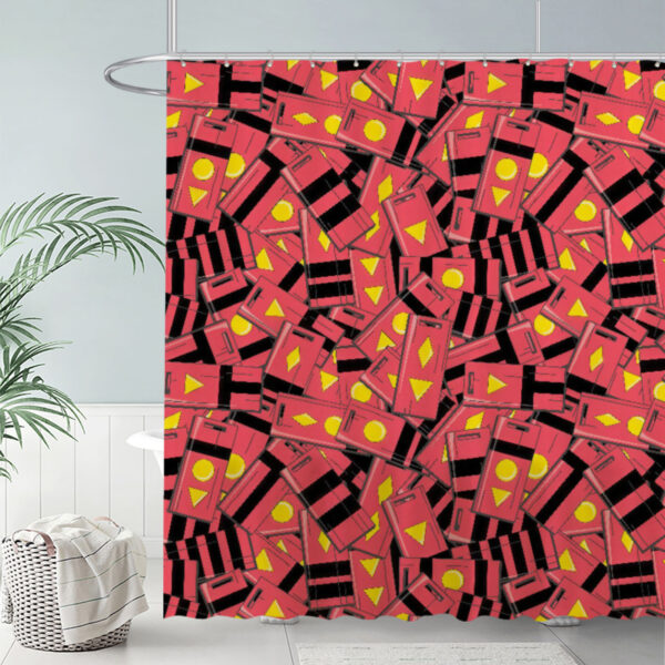 ZapMerch Red Geometric Shapes Shower Curtain Repeating Pattern Design Bathroom Decor Waterproof Fabric Durable Easy Care Washable 72"X72"(Hooks Not Included)