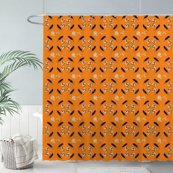 ZapMerch Orange Volleyball Pattern Shower Curtain Black Feather Symbols Bathroom Decor Waterproof Fabric Durable Easy Care Washable 72"X72"(Hooks Not Included)