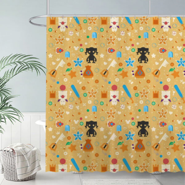 ZapMerch Patterned Fantasy Icons Shower Curtain Beige Texture Bathroom Decor Waterproof Fabric Durable Easy Care Washable 72"X72"(Hooks Not Included)