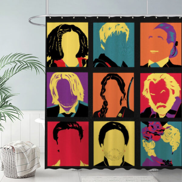 ZapMerch Colorful Faceless Portraits Shower Curtain Pop Art Character Grid Bathroom Decor Waterproof Fabric Durable Easy Care Washable 72"X72"(Hooks Not Included)