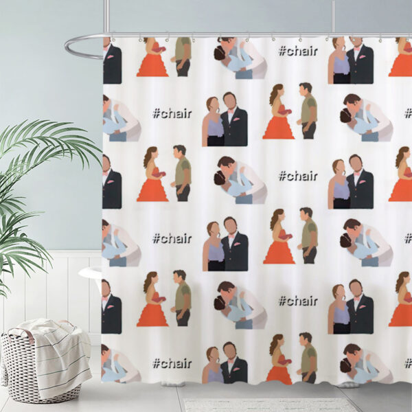 ZapMerch Couple Silhouette Pattern Shower Curtain Repeated Romantic Poses Bathroom Decor Waterproof Fabric Durable Easy Care Washable 72"X72"(Hooks Not Included)