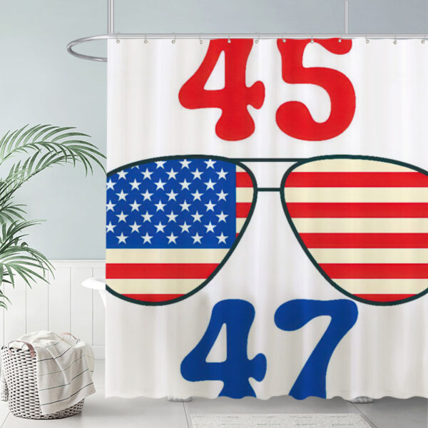 Stars And Stripes Sunglasses Shower Curtain Red And Blue Numbers Bathroom Decor 72"X72"(Hooks Not Included)
