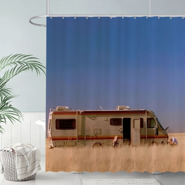 ZapMerch Rv In Desert Shower Curtain Tall Dry Grass Bathroom Decor Waterproof Fabric Durable Easy Care Washable 72"X72"(Hooks Not Included)