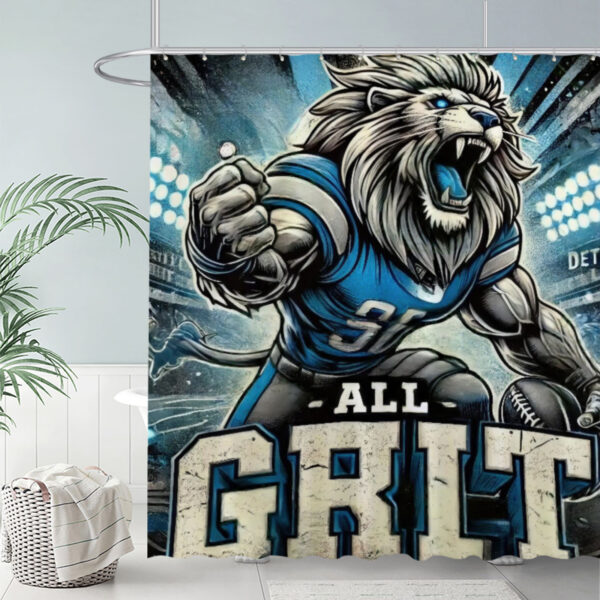 ZapMerch Fierce Lion Player Shower Curtain Football Stadium Lights Bathroom Decor Waterproof Fabric Durable Easy Care Washable 72"X72"(Hooks Not Included)