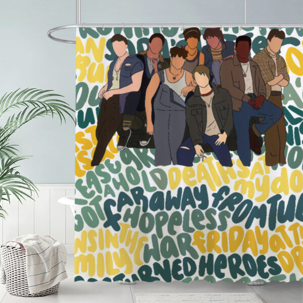 ZapMerch Group Of People Illustration Shower Curtain Colorful Handwritten Words Bathroom Decor Waterproof Fabric Durable Easy Care Washable 72"X72"(Hooks Not Included)