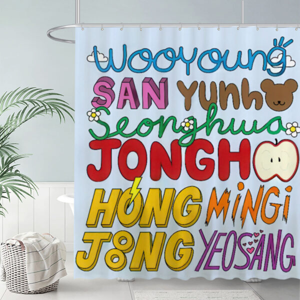 ZapMerch Colorful Cartoon Text Shower Curtain Blue With Doodles Bathroom Decor Waterproof Fabric Durable Easy Care Washable 72"X72"(Hooks Not Included)