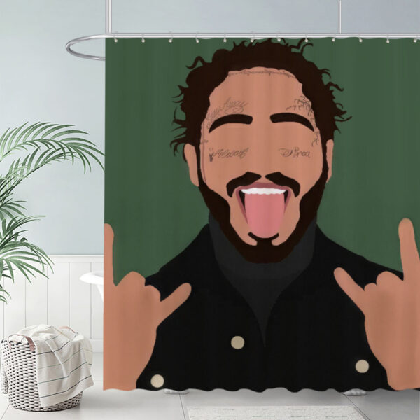 ZapMerch Man Sticking Tongue Out Shower Curtain Green Portrait Bathroom Decor Waterproof Fabric Durable Easy Care Washable 72"X72"(Hooks Not Included)