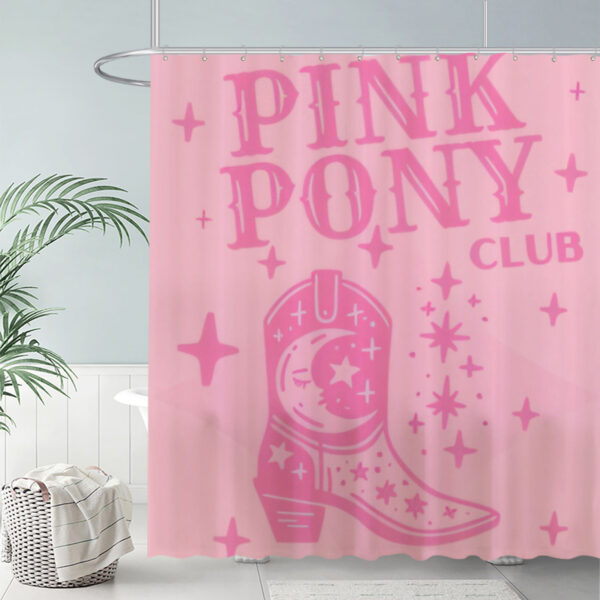ZapMerch Pink Cowboy Boot Shower Curtain Sparkles And Stars Bathroom Decor Waterproof Fabric Durable Easy Care Washable 72"X72"(Hooks Not Included)