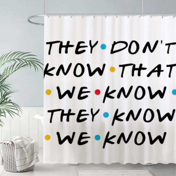 ZapMerch Bold Black Text Shower Curtain Colorful Dot Accents Bathroom Decor Waterproof Fabric Durable Easy Care Washable 72"X72"(Hooks Not Included)