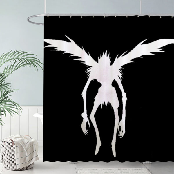 Winged Shadow Figure Shower Curtain Black And White Silhouette Bathroom Decor 72"X72"(Hooks Not Included)