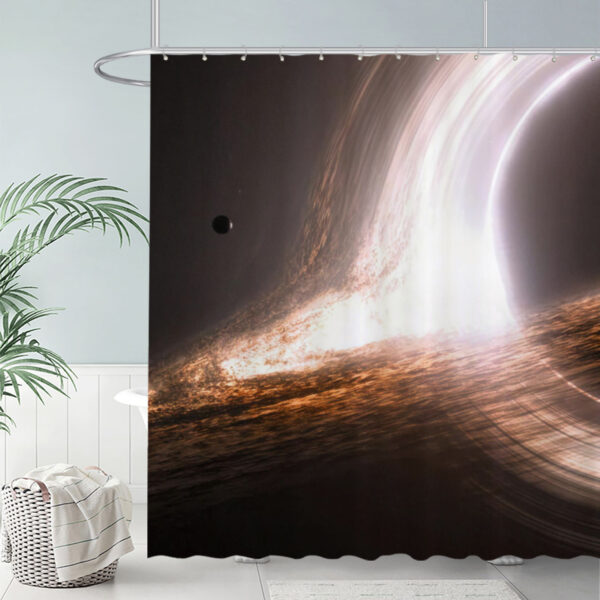 ZapMerch Bright Glowing Ring Shower Curtain Space And Planet Bathroom Decor Waterproof Fabric Durable Easy Care Washable 72"X72"(Hooks Not Included)
