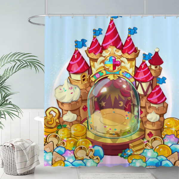 ZapMerch Candy Fantasy Castle Shower Curtain Gold And Gems Bathroom Decor Waterproof Fabric Durable Easy Care Washable 72"X72"(Hooks Not Included)