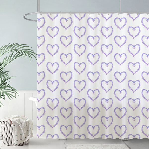 ZapMerch Purple Thorn Hearts Shower Curtain Repeating Heart Pattern Bathroom Decor Waterproof Fabric Durable Easy Care Washable 72"X72"(Hooks Not Included)