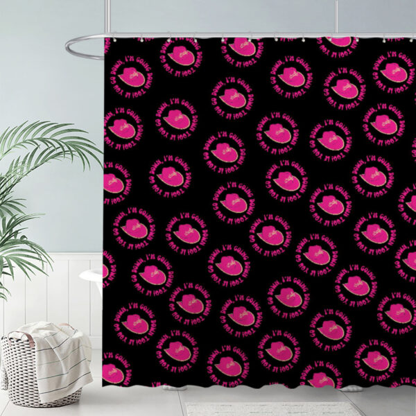 Pink Lips Pattern Shower Curtain Black Design Bathroom Decor 72"X72"(Hooks Not Included)
