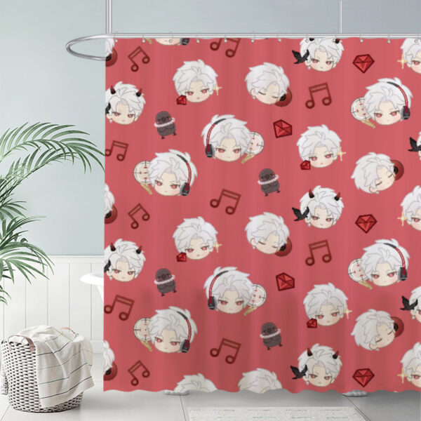 ZapMerch Cartoon Faces Pattern Shower Curtain Red Musical Bathroom Decor Waterproof Fabric Durable Easy Care Washable 72"X72"(Hooks Not Included)
