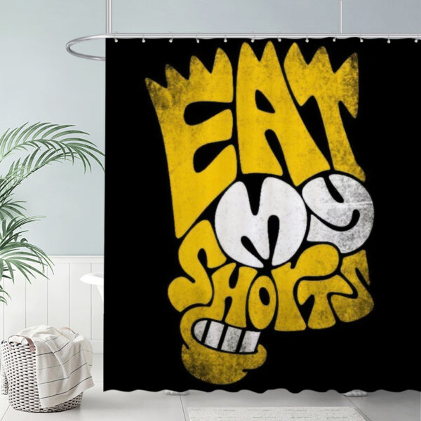 ZapMerch Yellow Cartoon Silhouette Shower Curtain Bold Graffiti Text Bathroom Decor Waterproof Fabric Durable Easy Care Washable 72"X72"(Hooks Not Included)