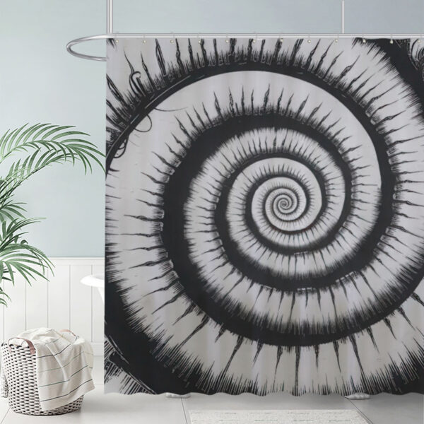 ZapMerch Black Spiral Pattern Shower Curtain Hand-Drawn Swirl Design Bathroom Decor Waterproof Fabric Durable Easy Care Washable 72"X72"(Hooks Not Included)