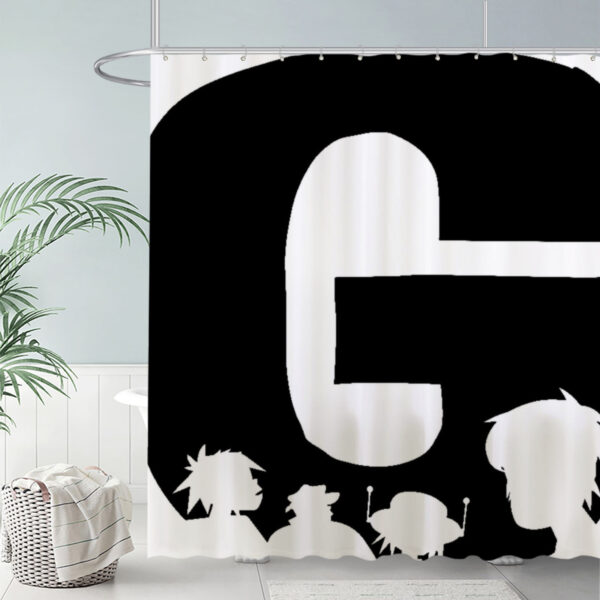 ZapMerch Bold Letter Graphic Shower Curtain Silhouetted Cartoon Figures Bathroom Decor Waterproof Fabric Durable Easy Care Washable 72"X72"(Hooks Not Included)