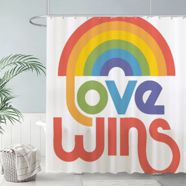 ZapMerch Rainbow Design Shower Curtain Retro Text Style Bathroom Decor Waterproof Fabric Durable Easy Care Washable 72"X72"(Hooks Not Included)