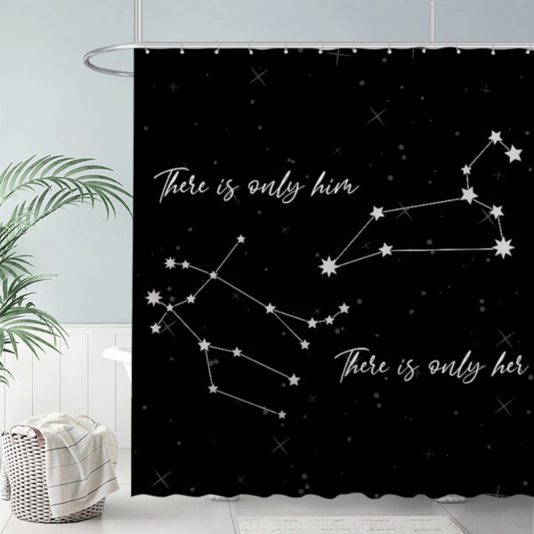 Night Sky Constellations Shower Curtain Romantic Star Pattern Bathroom Decor 72"X72"(Hooks Not Included)
