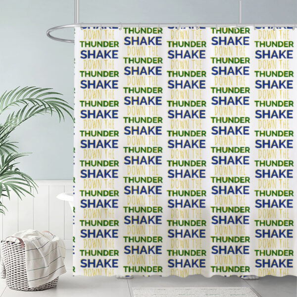 ZapMerch Bold Repeated Text Shower Curtain Thunder And Shake Bathroom Decor Waterproof Fabric Durable Easy Care Washable 72"X72"(Hooks Not Included)