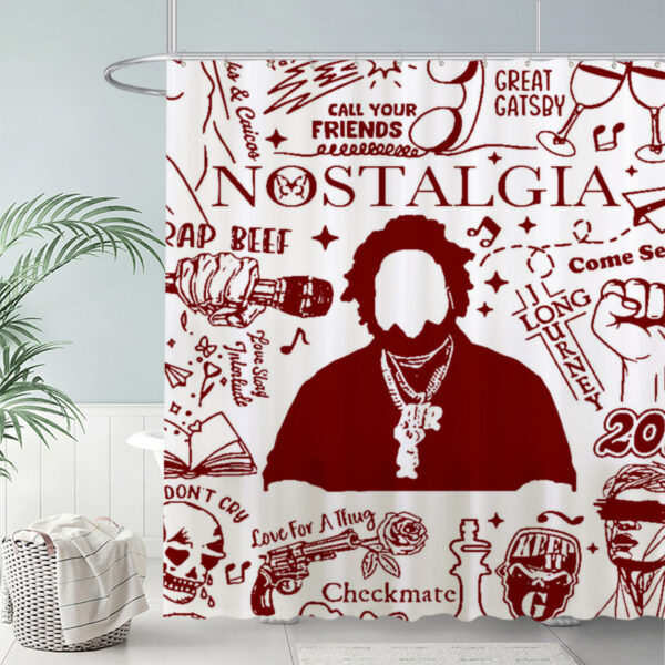ZapMerch Nostalgic Hip Hop Collage Shower Curtain Red Silhouette Artwork Bathroom Decor Waterproof Fabric Durable Easy Care Washable 72"X72"(Hooks Not Included)