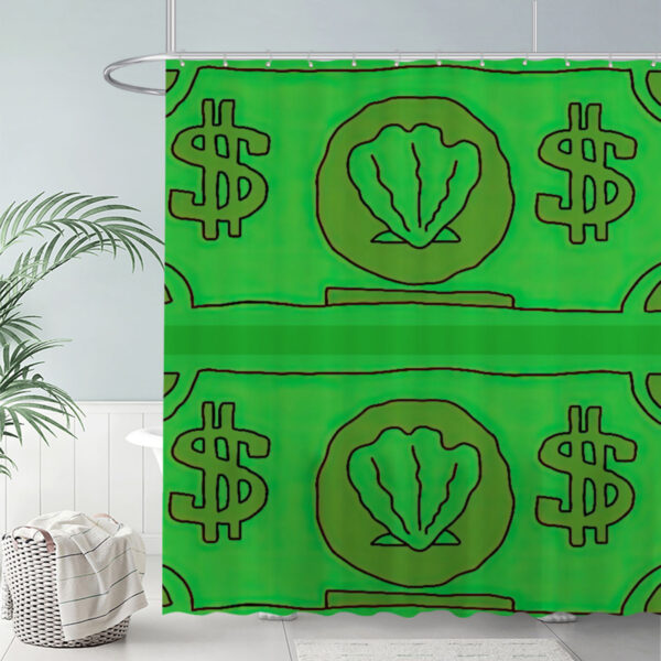 ZapMerch Cartoon Money Design Shower Curtain Green Dollar Bills Bathroom Decor Waterproof Fabric Durable Easy Care Washable 72"X72"(Hooks Not Included)