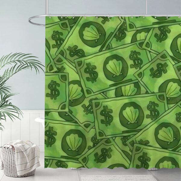 ZapMerch Cartoon Dollar Bills Shower Curtain Sea Shell Symbol Bathroom Decor Waterproof Fabric Durable Easy Care Washable 72"X72"(Hooks Not Included)