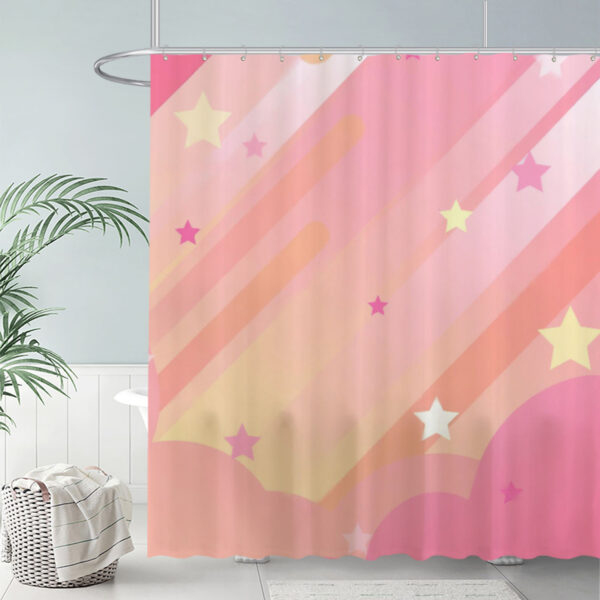 ZapMerch Pastel Shooting Stars Shower Curtain Pink Dreamy Sky Bathroom Decor Waterproof Fabric Durable Easy Care Washable 72"X72"(Hooks Not Included)