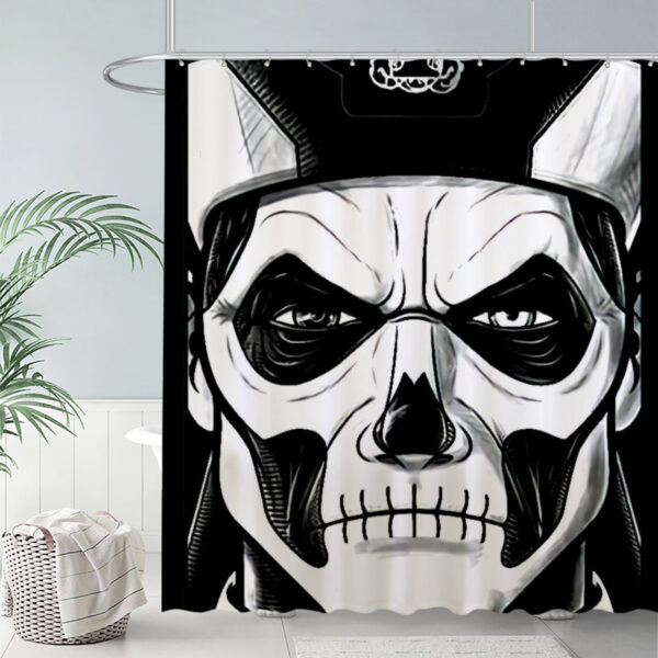 Black White Shower Curtain Face Pattern Bathroom Decor 72"X72"(Hooks Not Included)