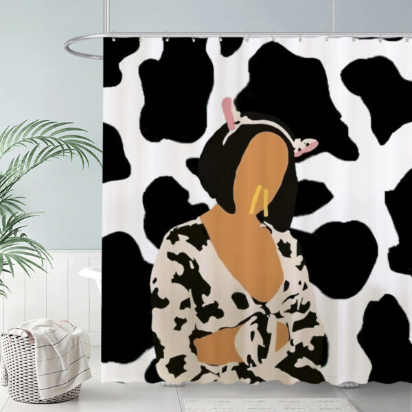 ZapMerch Cow Print Portrait Shower Curtain Simple Flat Art Bathroom Decor Waterproof Fabric Durable Easy Care Washable 72"X72"(Hooks Not Included)