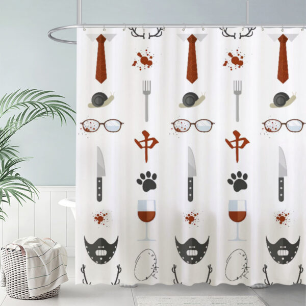 ZapMerch Pattern Of Objects Shower Curtain Blood And Knives Bathroom Decor Waterproof Fabric Durable Easy Care Washable 72"X72"(Hooks Not Included)