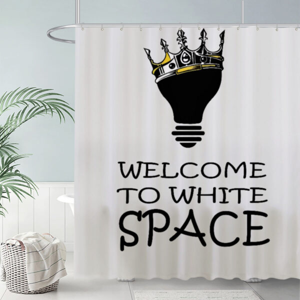 ZapMerch Lightbulb With Crown Shower Curtain Black Text Design Bathroom Decor Waterproof Fabric Durable Easy Care Washable 72"X72"(Hooks Not Included)
