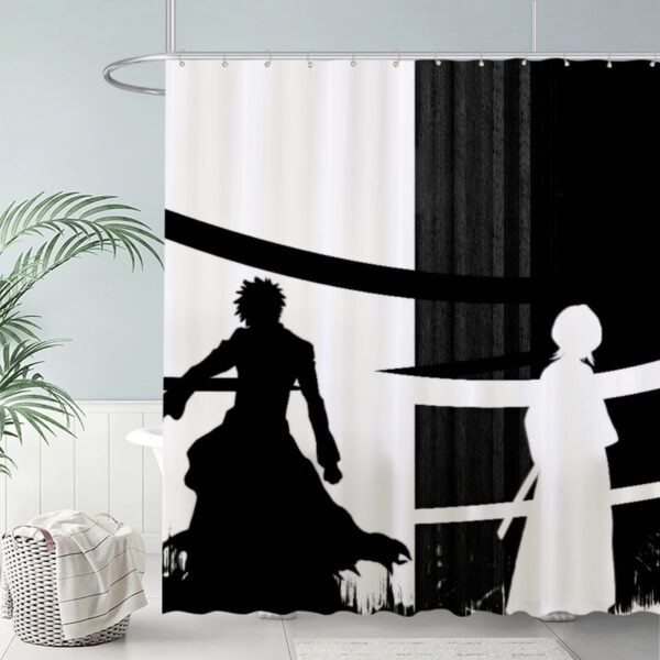 Zapmerch Black And White Contrast Shower Curtain Sword Silhouettes Bathroom Decor Waterproof Fabric Durable Easy Care Washable 72"X72"(Hooks Not Included) SC00927-002