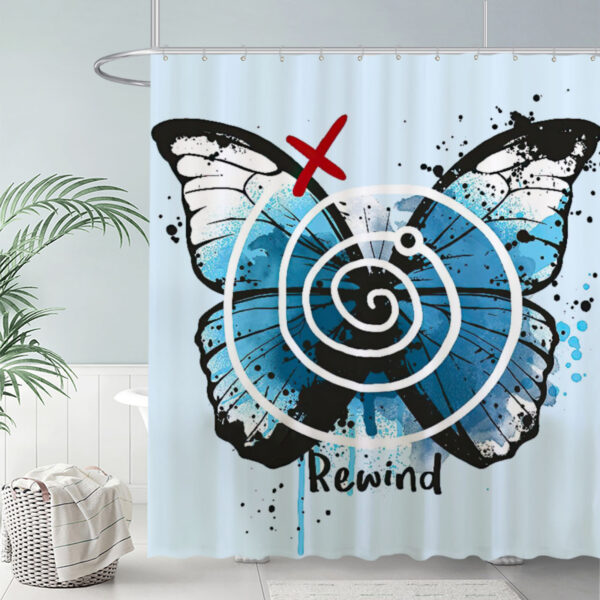 Zapmerch Blue Butterfly Graffiti Shower Curtain Spiral Symbol Center Bathroom Decor Waterproof Fabric Durable Easy Care Washable 72"X72"(Hooks Not Included) SC00947-002